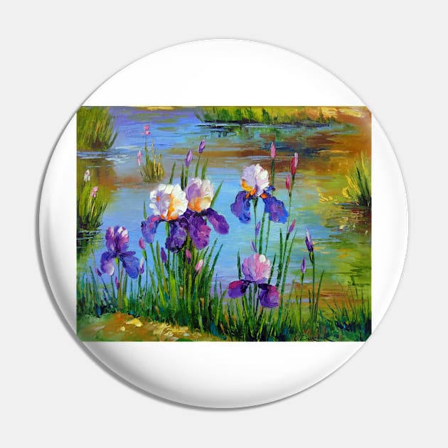 Irises at the pond Pin by OLHADARCHUKART