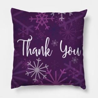 Thank You Holiday Greeting Snowflakes Pillow