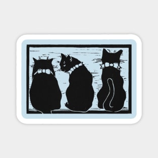 Three cats gossip Magnet