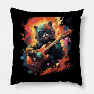 Exotic Shorthair Playing Guitar Pillow