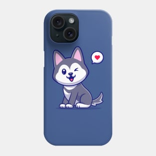 Cute Husky Dog Cartoon Vector Icon Illustration Phone Case