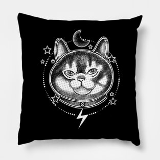 Cats space cat dotwork Pillow