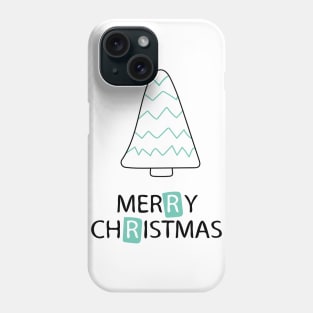 Hand drawn Christmas tree with a phrase Merry Christmas Phone Case