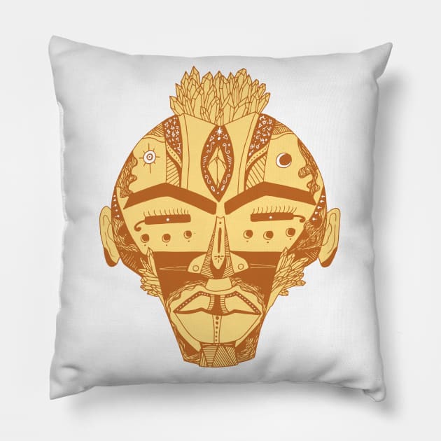 Terracotta African Mask 4 Pillow by kenallouis