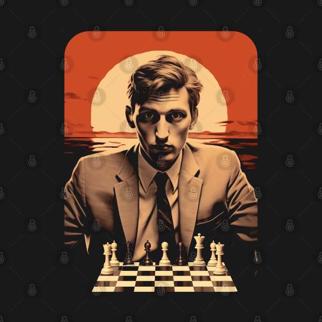 Bobby Fischer Retro Sunset Chess by TNM Design