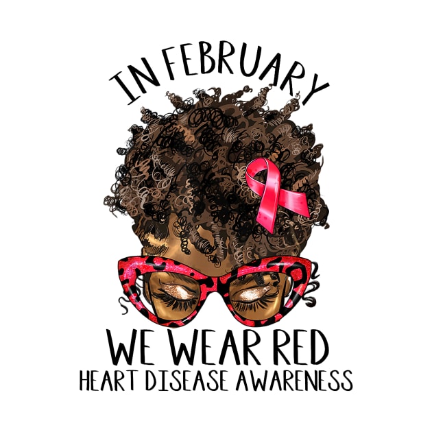 In February We Wear Red Heart Disease Awareness Messy Bun by jadolomadolo