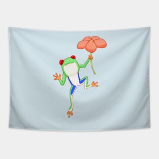 Red-Eyed Tree Frog and Flower Tapestry