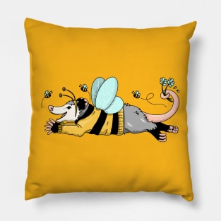 Opossum with bee costume and bumble bees Pillow