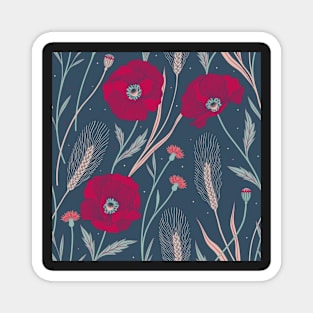 Red Poppy Flowers Magnet