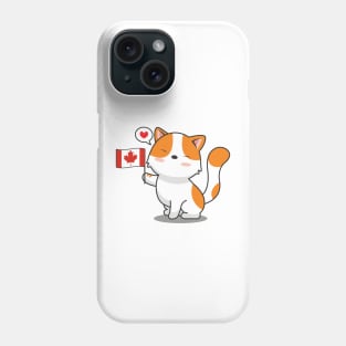 Cute Cat Holding Canada Flag Phone Case