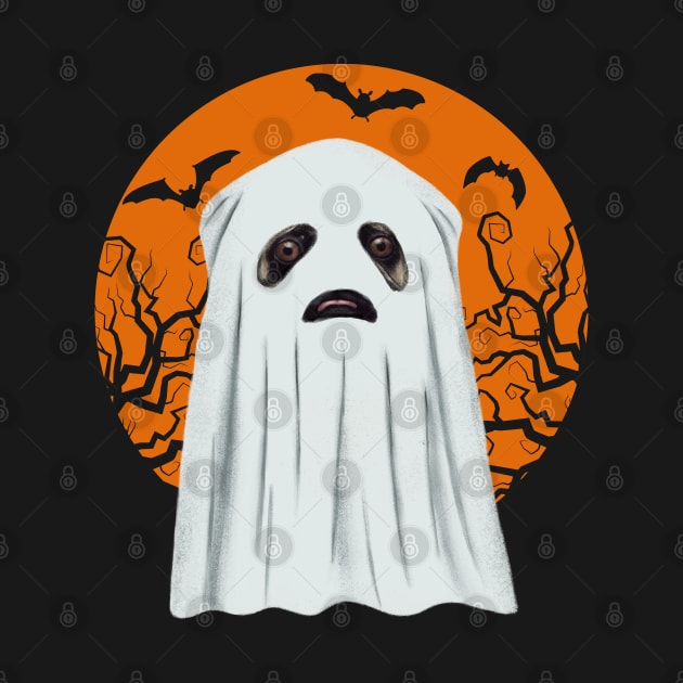 Funny Ghost Pug by Luna Illustration