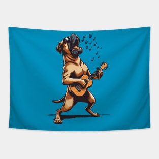 Dog Playing Guitar Singing Boerboel Bull Mastiff Tapestry