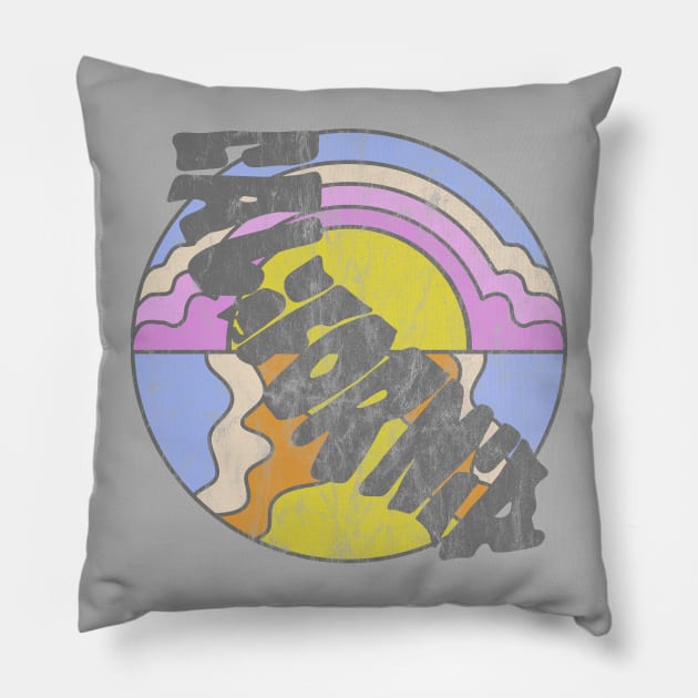 Retro California Sunset Pillow by Slightly Unhinged