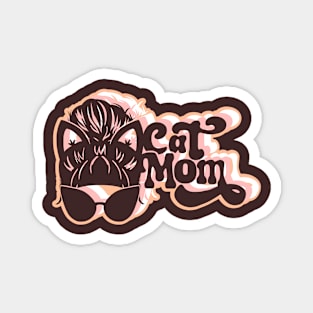 Retro Cool Cat Mom - peach version Magnet