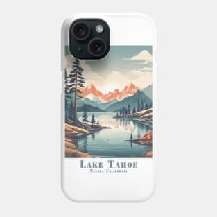 Abstract Retro Vintage Lake Tahoe Nevada California Scenic Sunset Phone Case