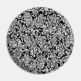 Black and White Abstract Floral Pattern Pin
