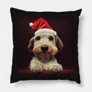 Cute Christmas Cockapoo Puppy in Santa Hat Art Pillow