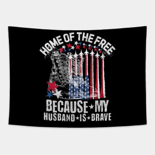 Home Of The Free Because My Husband Is Brave Tapestry