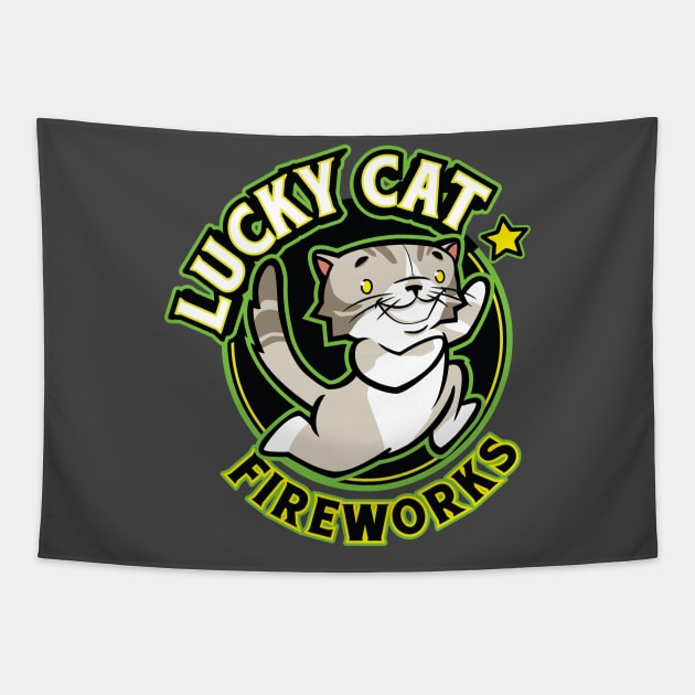 Lucky Cat Fireworks Tapestry by Mattocks Design