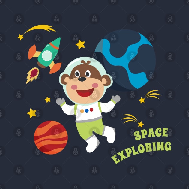 Space monkey or astronaut in a space suit with cartoon style by KIDS APPAREL