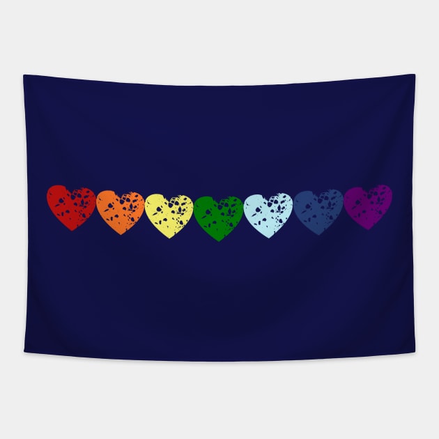 Rainbow Hearts Tapestry by KateQR