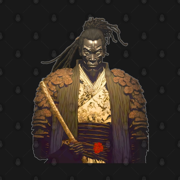 Yasuke the Black Samurai in Feudal Japan (1579) No. 1 on a Dark Background by Puff Sumo