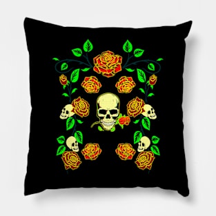 Skull N Roses Ornament 3D Pillow