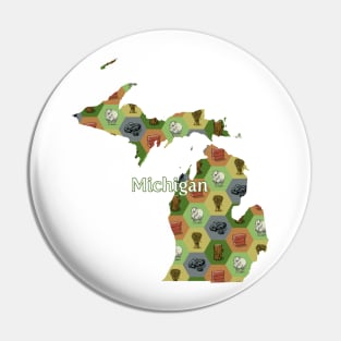 Michigan State Map Board Games Pin