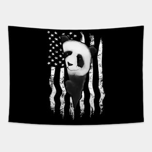 Panda Bear Grungy American Flag US Panda Art Tapestry