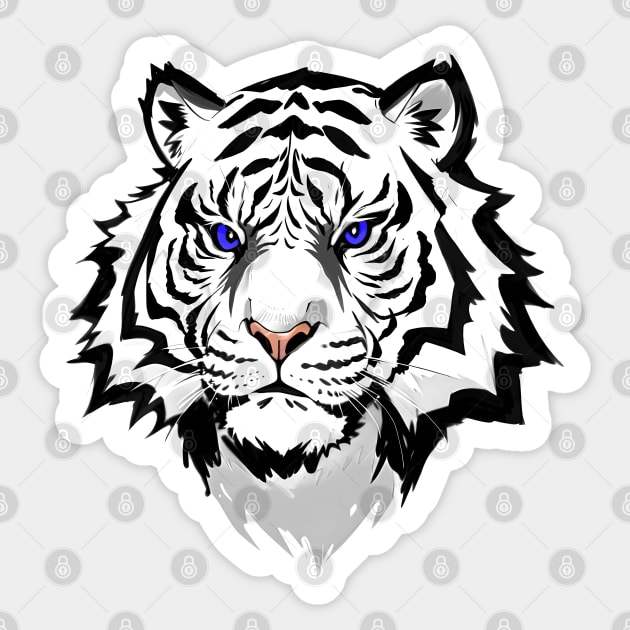 White Tiger - Blue Eyes Animal Artwork - Tiger T-Shirt