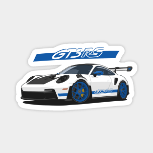 Car 911 gt3 rs white blue Magnet