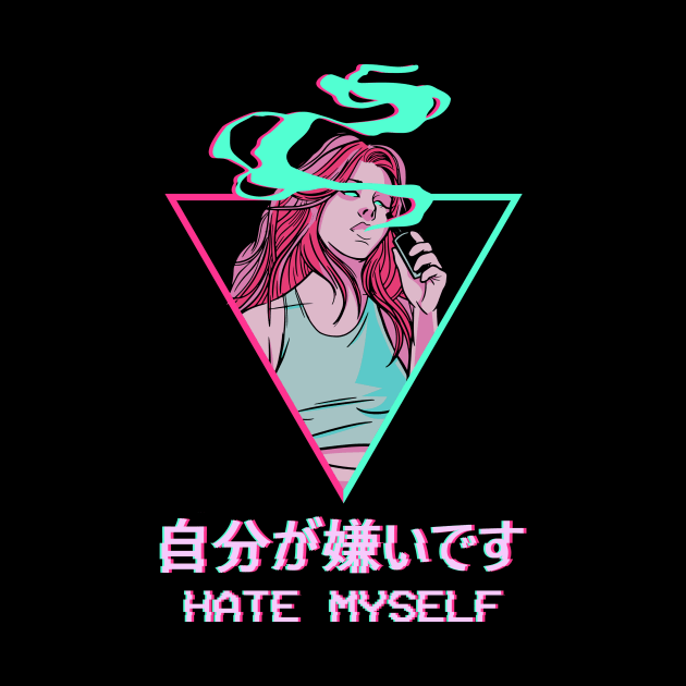 Hate Myself Waifu Anime Girl Vaporwave Aesthetic by Alex21