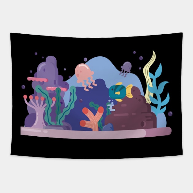 Underwater life Tapestry by joeymono