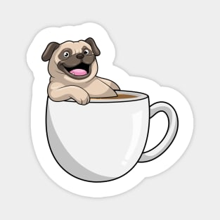 Pug with Cup of Coffee Magnet