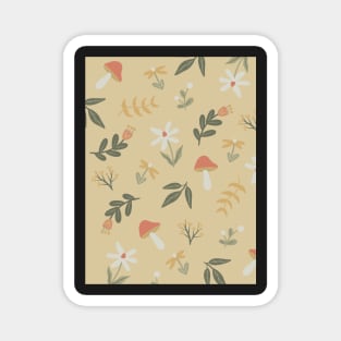 Flower & Mushroom Pattern - Yellow Magnet