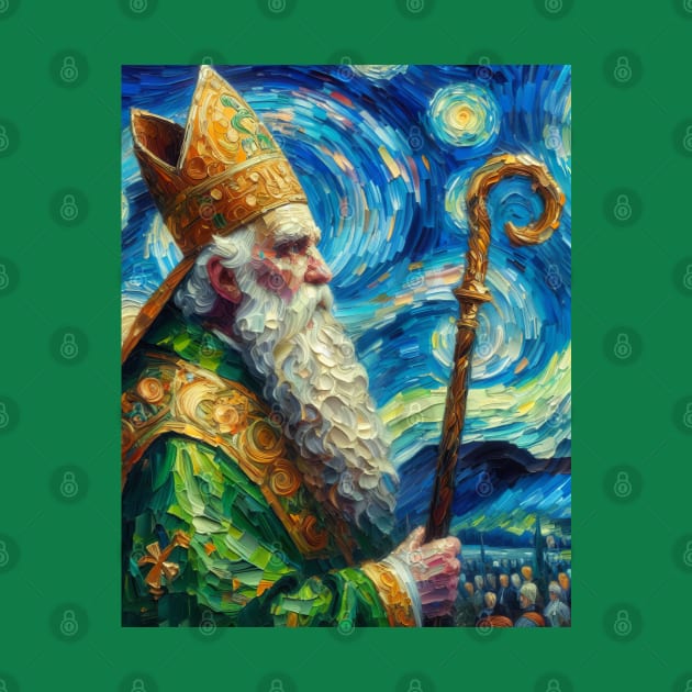 Saint Patrick at Starry Night by FUN GOGH