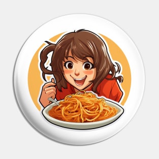 Cute Girl Eating Spaghetti Pin