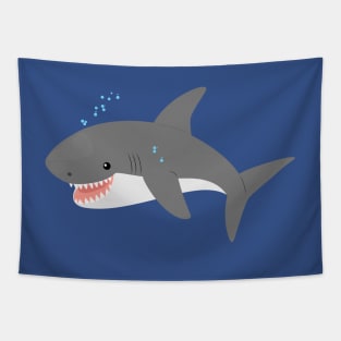 Great white shark happy cartoon illustration Tapestry