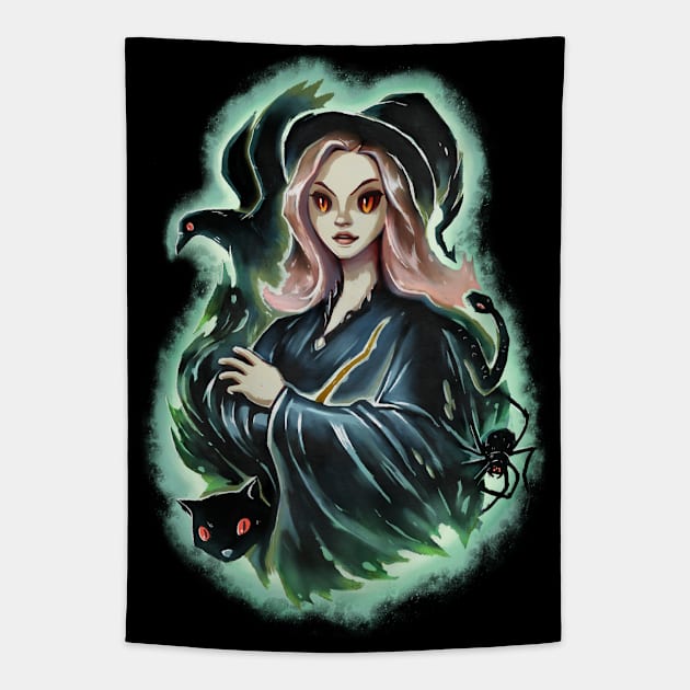 Witch and Dark Pets Tapestry by Villainmazk