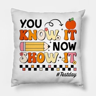 Groovy You Know It Now Show It Testing Day  Kids Funny Pillow