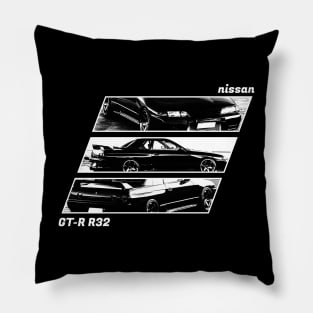 NISSAN SKYLINE GT-R R32 Black 'N White Archive 2 (Black Version) Pillow