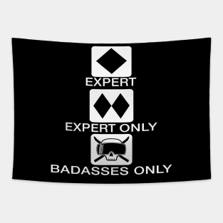 Ski Skull Extreme Badass Trail Sign Tapestry