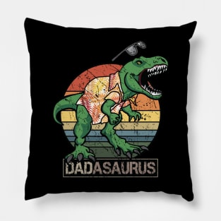 Retro Dadasaurus T Rex Dinosaur in Funny Dad Fashion for Cool Fathers Pillow