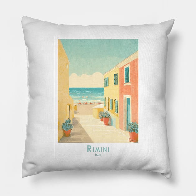 Rimini Italy Vintage Travel Poster Pillow by POD24