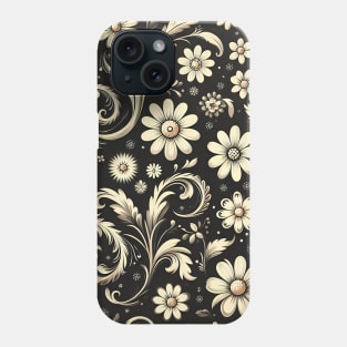 Black and Beige Floral Phone Case