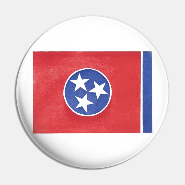 Tennessee State Flag Linocut Pin by CrowingHensBindery