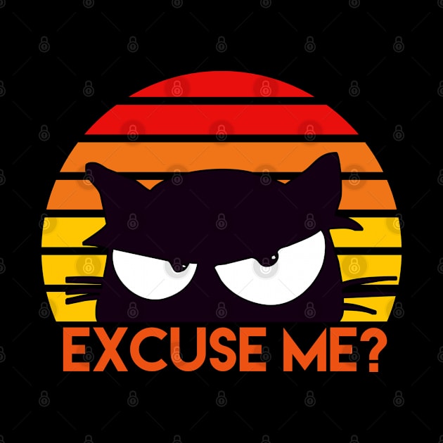 Excuse Me? Funny Retro Vintage Sunset Cat Lovers by Grove Designs