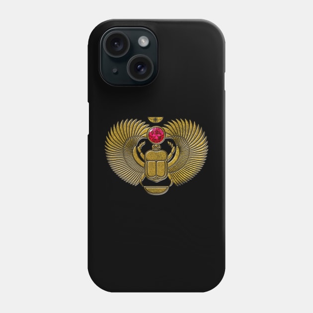 Egyptian Scarab Beetle Gold and Ruby Stone Phone Case by Nartissima