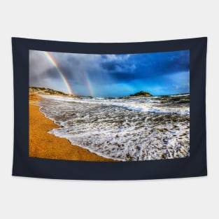 St Michael's Mount Cornwall Double Rainbow Tapestry