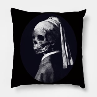 Skull Girl with a Pearl Earring Pillow